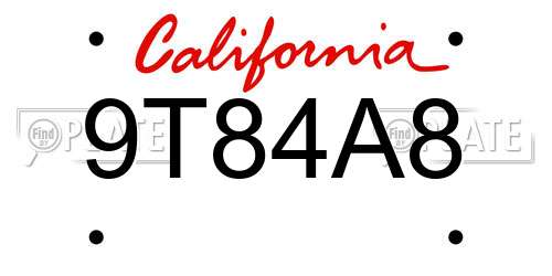 9T84A8 California License Plate