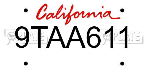 9TAA611 California License Plate
