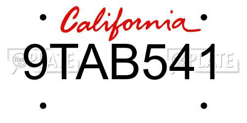 9TAB541 California License Plate