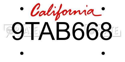 9TAB668 California License Plate