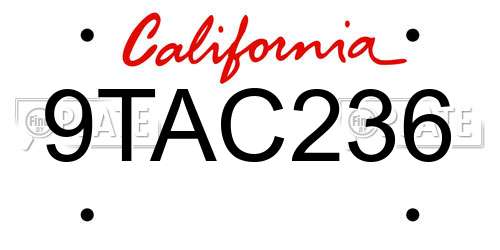 9TAC236 California License Plate