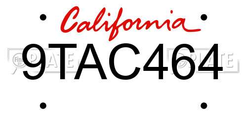 9TAC464 California License Plate