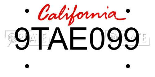9TAE099 California License Plate