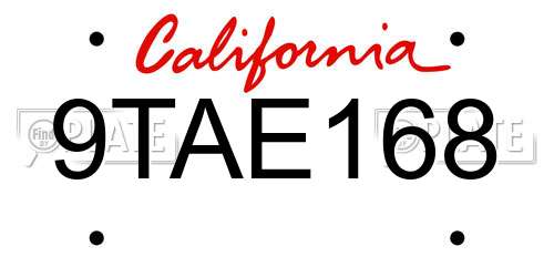 9TAE168 California License Plate