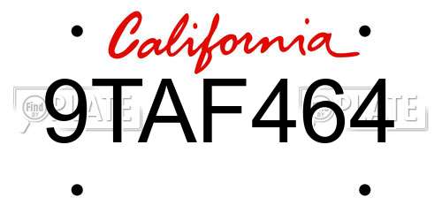 9TAF464 California License Plate