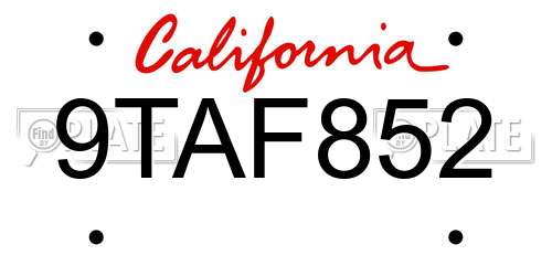 9TAF852 California License Plate