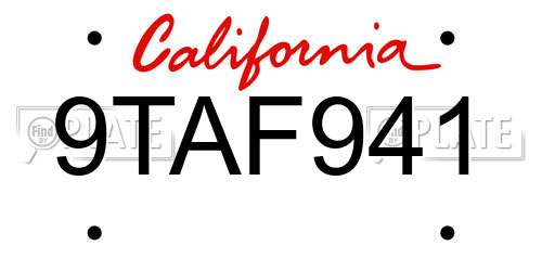 9TAF941 California License Plate