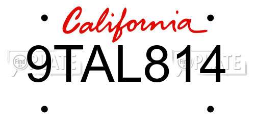 9TAL814 California License Plate