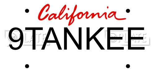 9TANKEE California License Plate