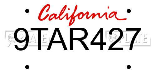 9TAR427 California License Plate