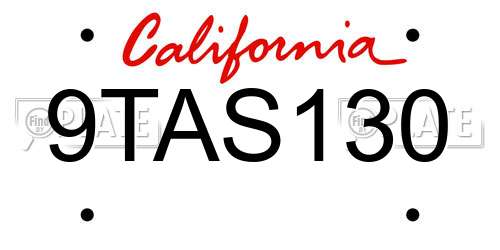 9TAS130 California License Plate