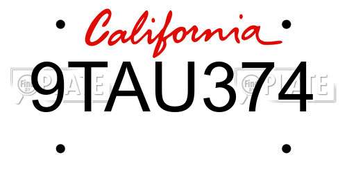 9TAU374 California License Plate