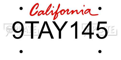 9TAY145 California License Plate