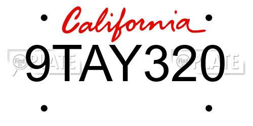 9TAY320 California License Plate