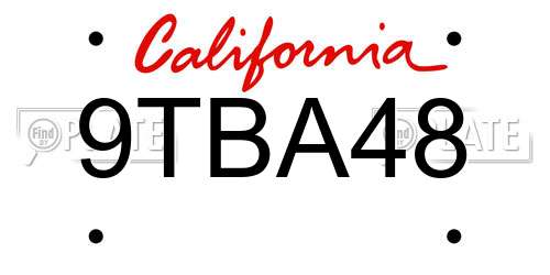 9TBA48 California License Plate