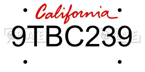 9TBC239 California License Plate