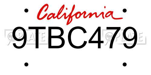 9TBC479 California License Plate