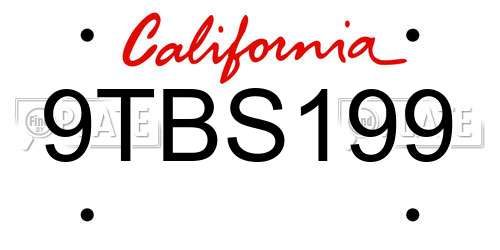 9TBS199 California License Plate