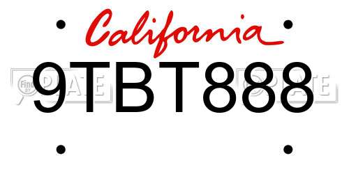 9TBT888 California License Plate