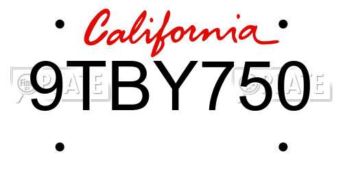 9TBY750 California License Plate