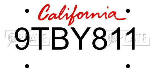 9TBY811 California License Plate