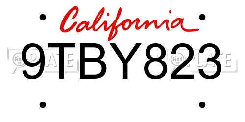 9TBY823 California License Plate