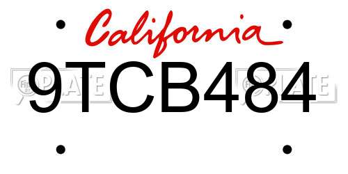 9TCB484 California License Plate