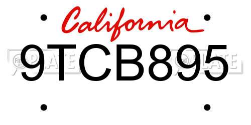 9TCB895 California License Plate