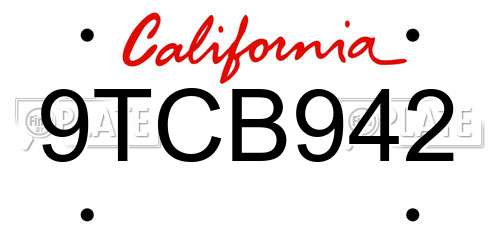 9TCB942 California License Plate