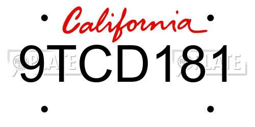 9TCD181 California License Plate