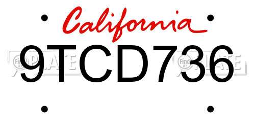 9TCD736 California License Plate