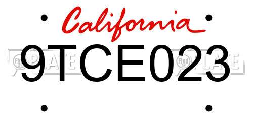 9TCE023 California License Plate