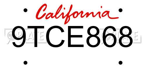 9TCE868 California License Plate