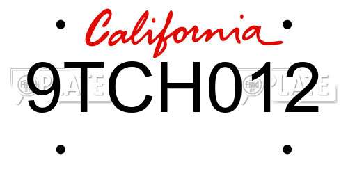9TCH012 California License Plate