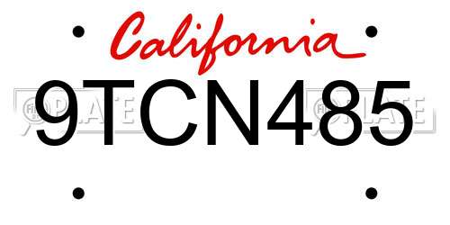 9TCN485 California License Plate