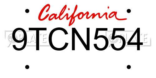 9TCN554 California License Plate