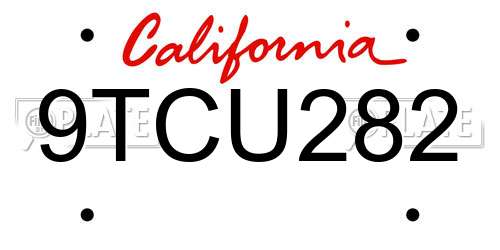 9TCU282 California License Plate