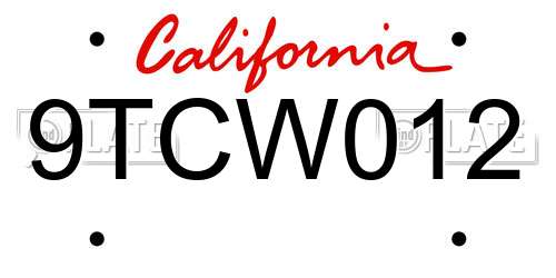 9TCW012 California License Plate