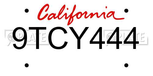 9TCY444 California License Plate