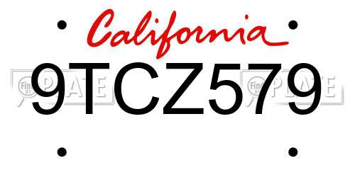 9TCZ579 California License Plate