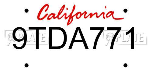 9TDA771 California License Plate