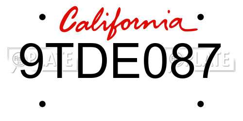 9TDE087 California License Plate