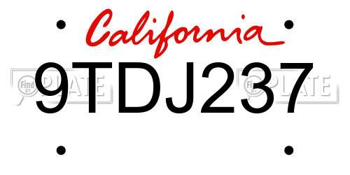 9TDJ237 California License Plate