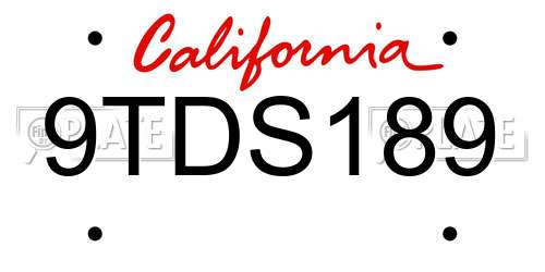 9TDS189 California License Plate