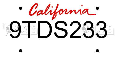 9TDS233 California License Plate