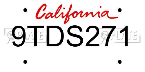 9TDS271 California License Plate