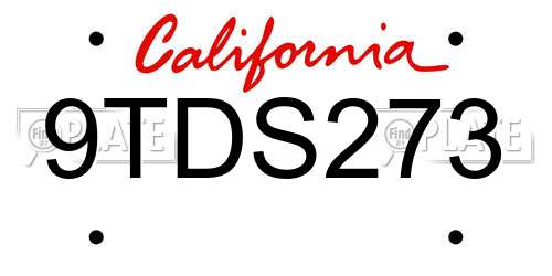 9TDS273 California License Plate