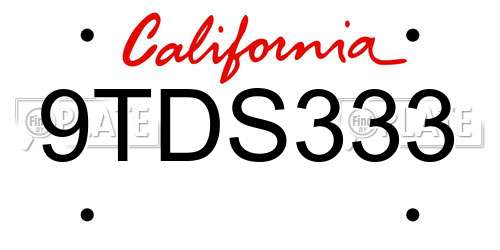 9TDS333 California License Plate