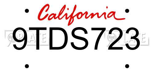 9TDS723 California License Plate