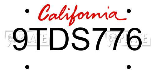 9TDS776 California License Plate
